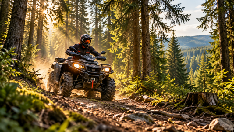 ATV pe traseu prin pădure