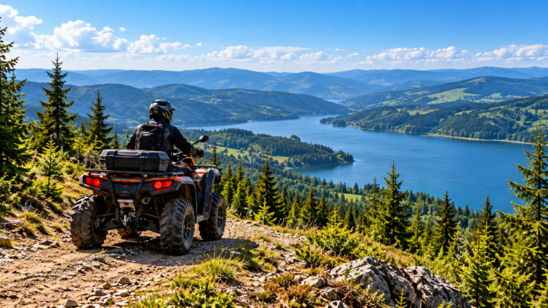 ATV cu panoramă spre lac