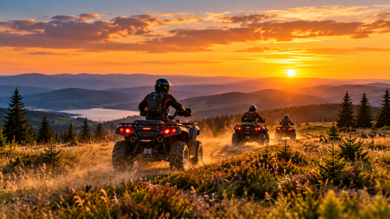 ATV-uri în linie la apus